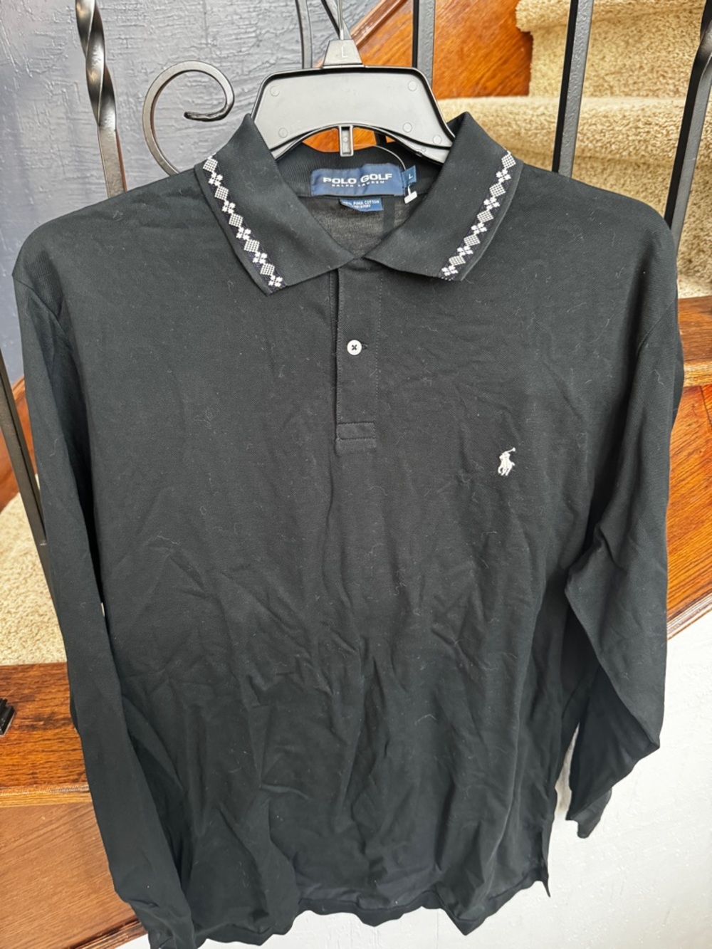 New Large Polo Golf by Ralph Lauren Men's Black Long-Sleeve Polo